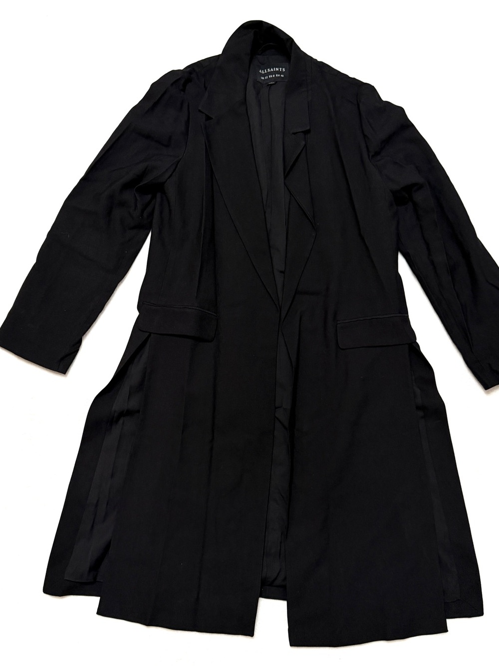 ALLSAINTS sz 8 Aleida Duster Jacket Coat Black Blazer Open Front - Picture 4 of 10